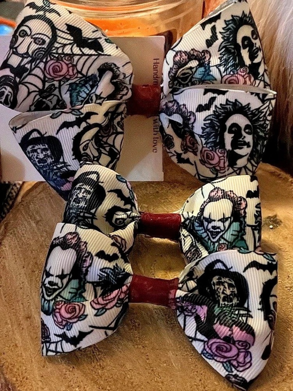 Printed Horror Movie Hair Bows Set White & Black